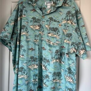 Duluth Trading Co Aqua Palm Island Camp Shirt